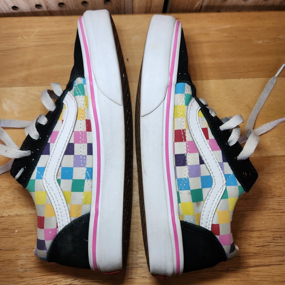 VANS Shoes Old Skool Checkerboard Sneakers Multicolor Canvas Lace Up Size 3 Kids - Picture 6 of 10
